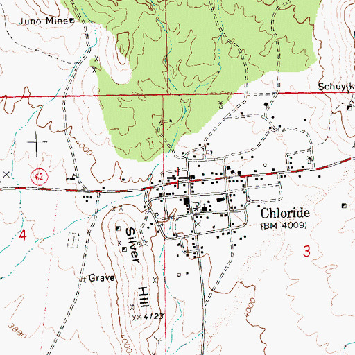 Topographic Map of Chloride Post Office, AZ