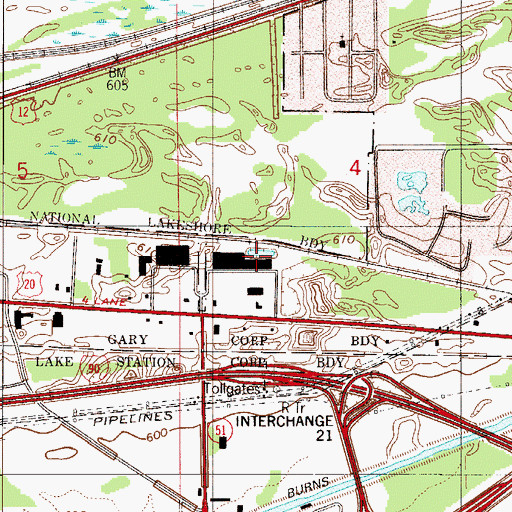 Topographic Map of Dunes Plaza One, IN