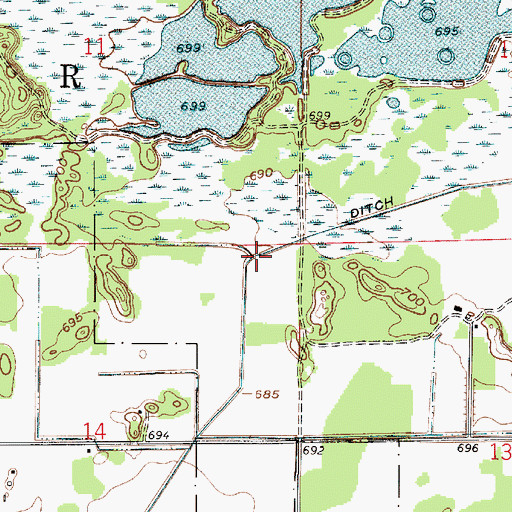 Topographic Map of Armstrong Ditch, IN