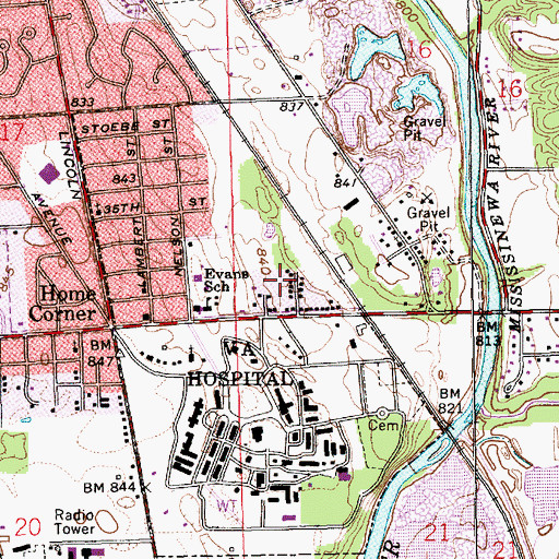 Topographic Map of Bethevan, IN