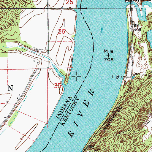 Topographic Map of Carters Landing Bar, IN