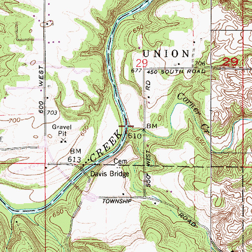 Topographic Map of Corner Creek, IN
