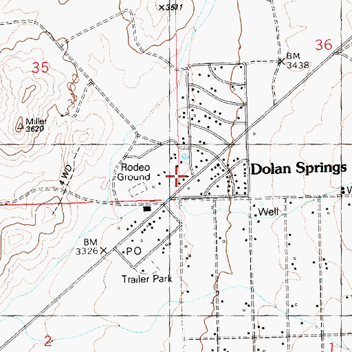 Topographic Map of Dolan Springs Post Office, AZ