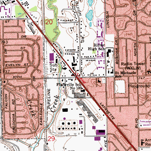 Topographic Map of Flackville, IN