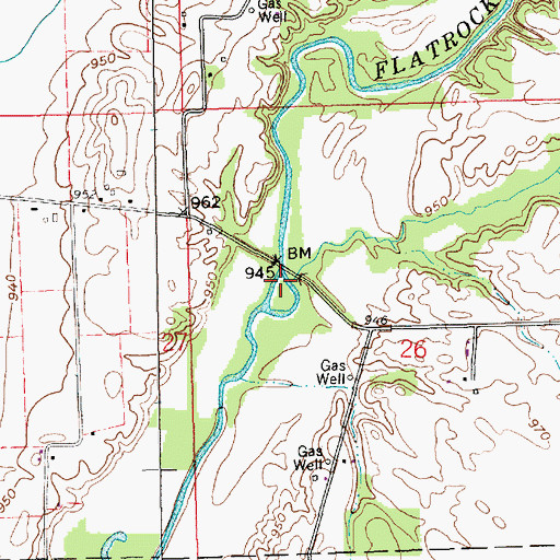 Topographic Map of Harrigan Branch, IN