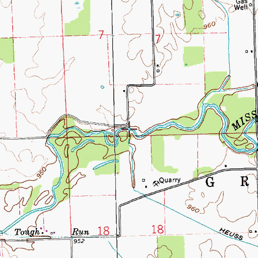 Topographic Map of Heuss Ditch, IN