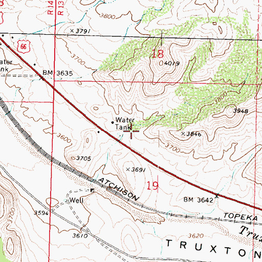 Topographic Map of Hackberry Post Office, AZ