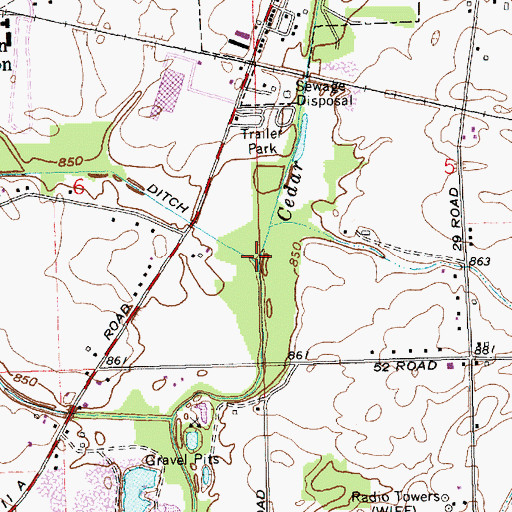 Topographic Map of John Diehl Ditch, IN