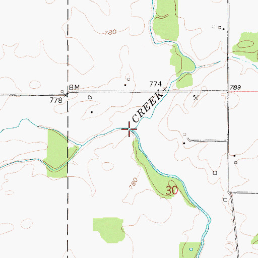 Topographic Map of Lye Creek Drain, IN