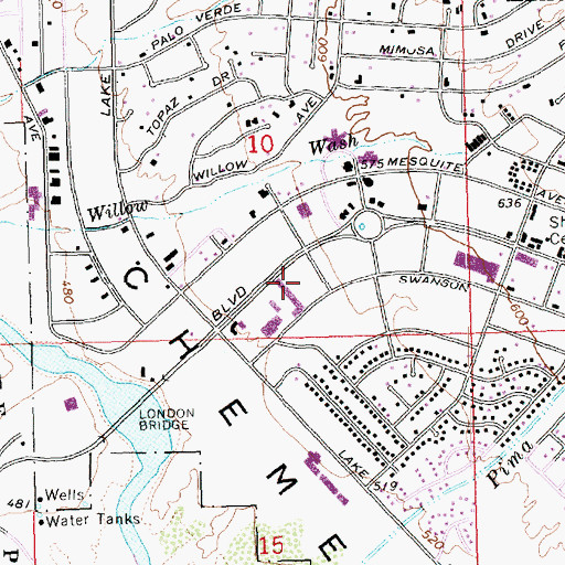 Topographic Map of Lake Havasu City Post Office, AZ
