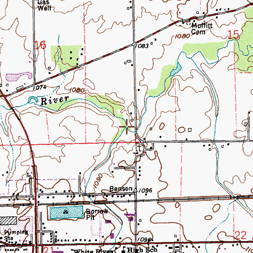Topographic Map of Peach Creek, IN