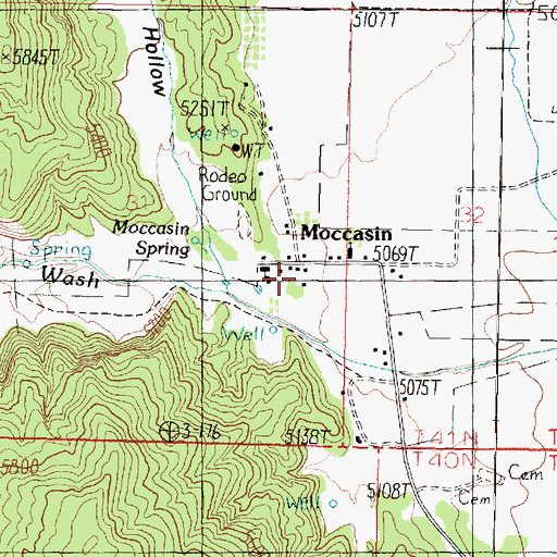 Topographic Map of Mocassin Post Office, AZ