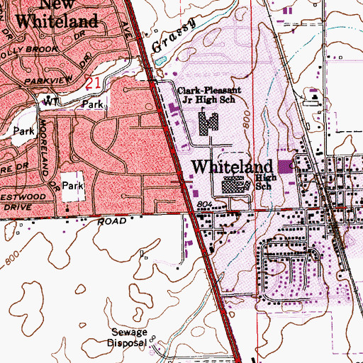 Topographic Map of West Whiteland, IN