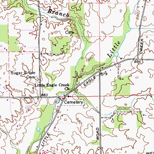 Topographic Map of Woodruff Branch, IN