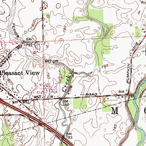 Topographic Map of View Creek, IN