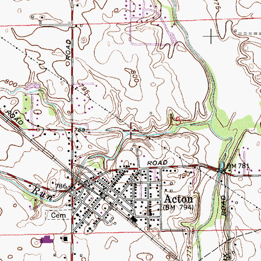 Topographic Map of Acton Run, IN