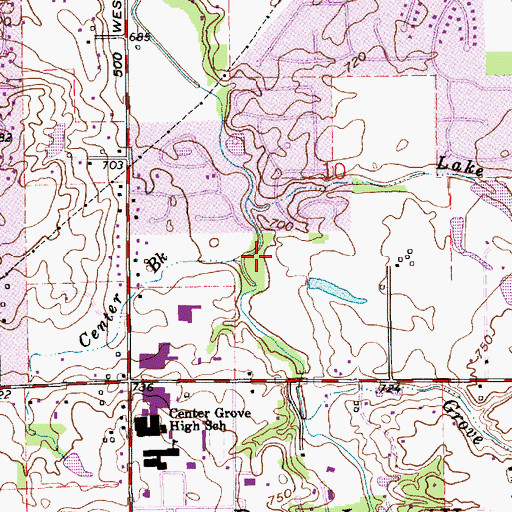 Topographic Map of Center Creek, IN