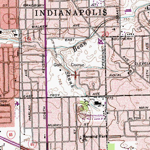 Topographic Map of Sarah Run, IN