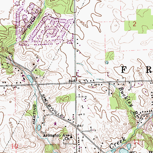 Topographic Map of Horn Creek, IN