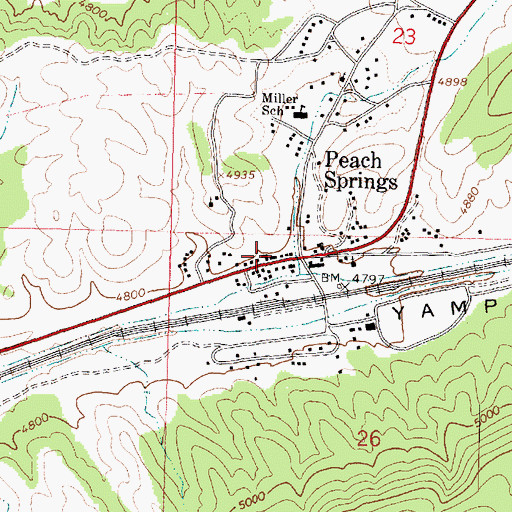 Topographic Map of Peach Springs Post Office, AZ