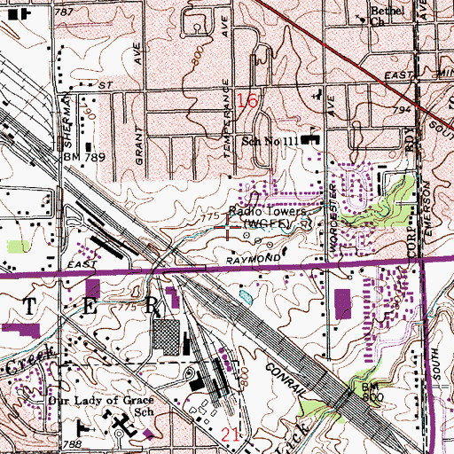 Topographic Map of Mich Run, IN