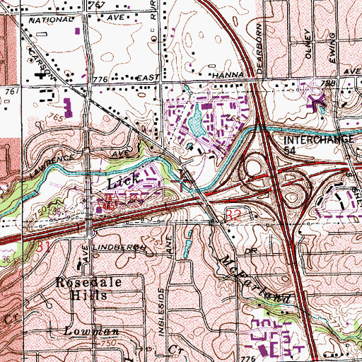 Topographic Map of Lake Shore Run, IN