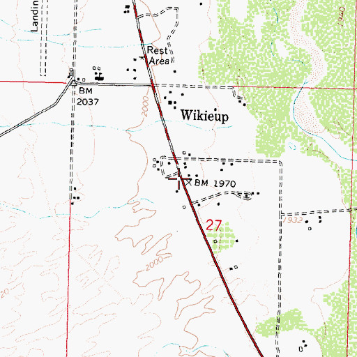Topographic Map of Wikieup Post Office, AZ