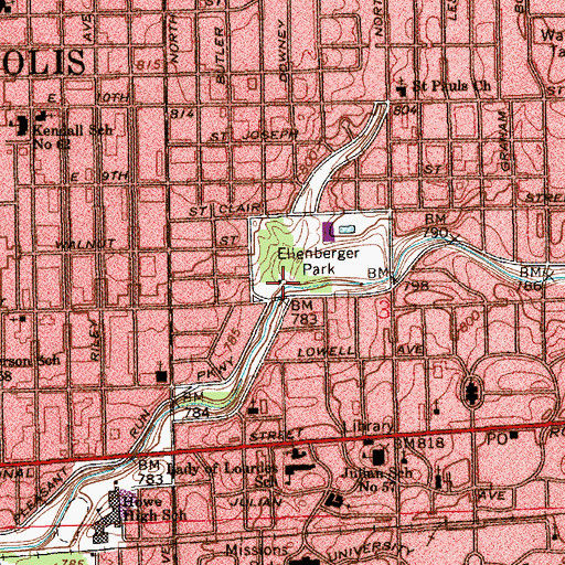 Topographic Map of Stoney Creek, IN