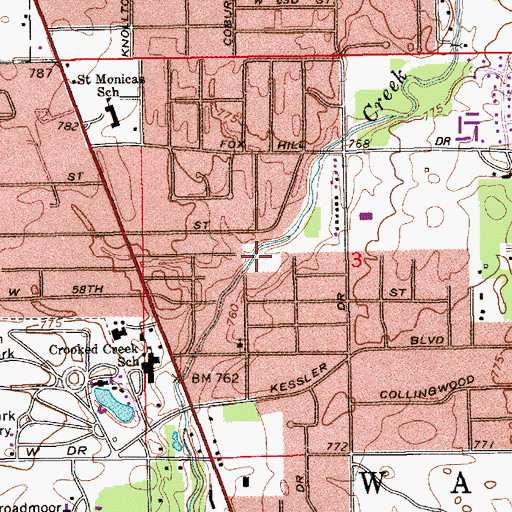 Topographic Map of Culver Branch, IN