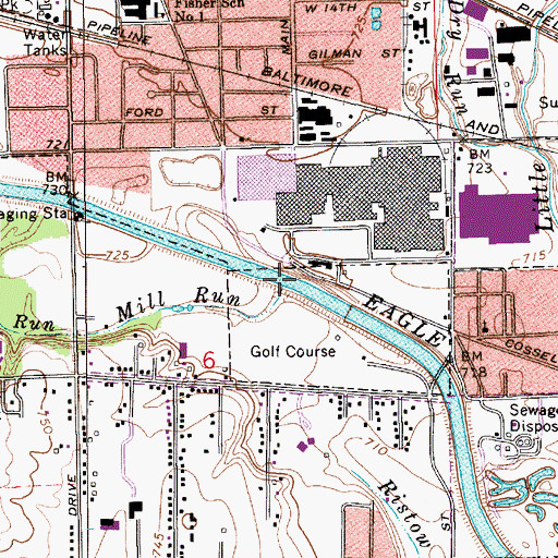 Topographic Map of Mill Run, IN
