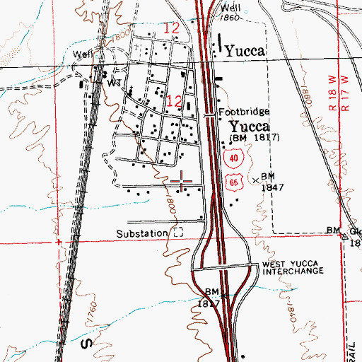 Topographic Map of Yucca Post Office, AZ