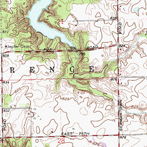 Topographic Map of Woodbury Branch, IN
