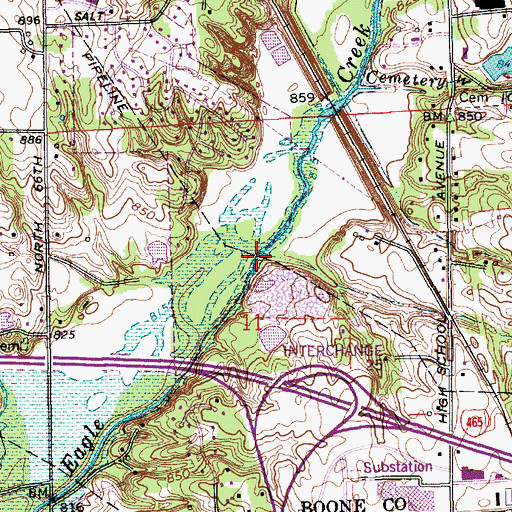 Topographic Map of Crazy Creek, IN