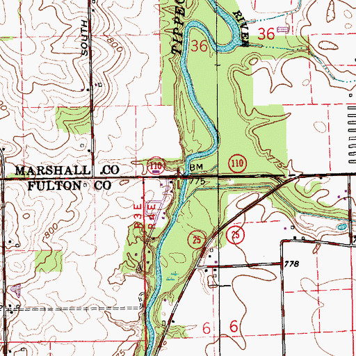 Topographic Map of Yellow Creek, IN