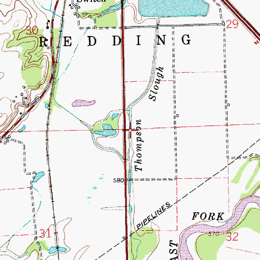 Topographic Map of John Thompson County Ditch, IN
