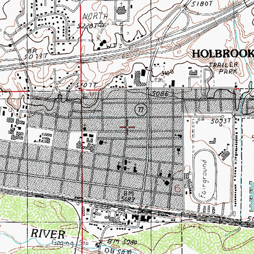 Topographic Map of Holbrook Post Office, AZ