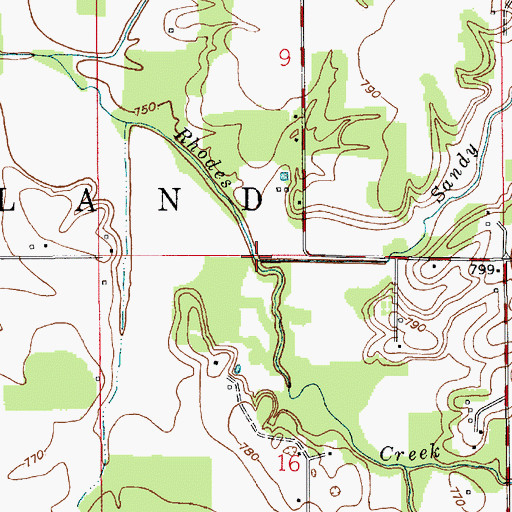 Topographic Map of Sandy Branch, IN