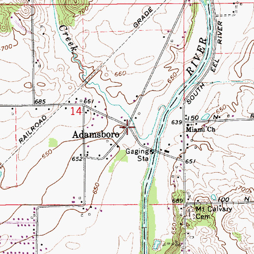 Topographic Map of Adamsboro, IN