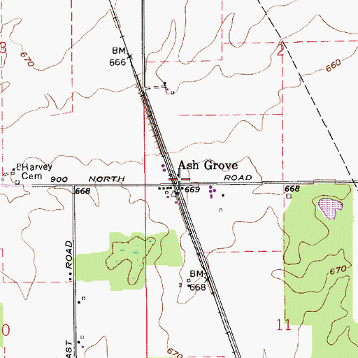 Topographic Map of Ash Grove, IN