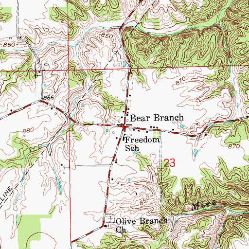 Topographic Map of Bear Branch, IN