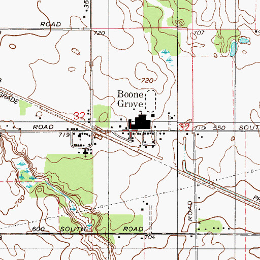 Topographic Map of Boone Grove, IN