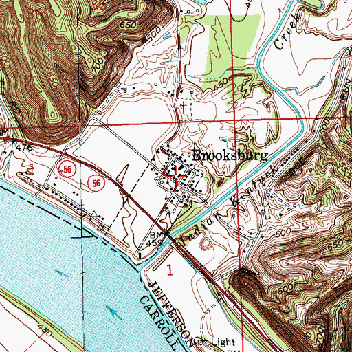 Topographic Map of Brooksburg, IN