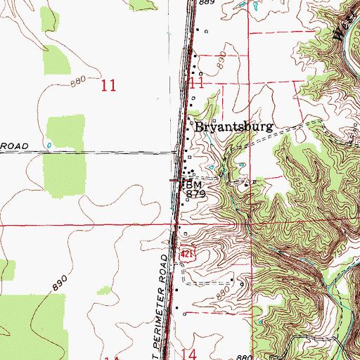 Topographic Map of Bryantsburg, IN