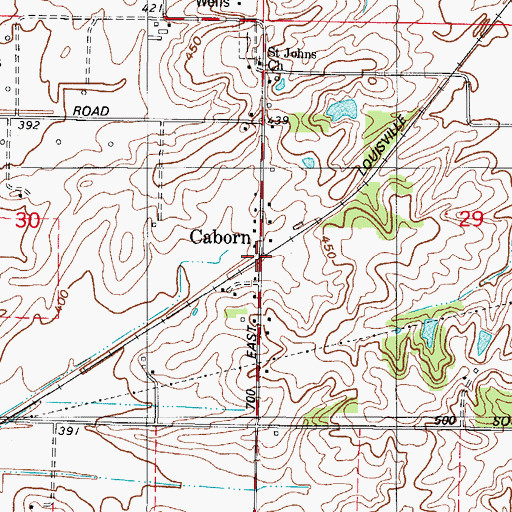 Topographic Map of Caborn, IN