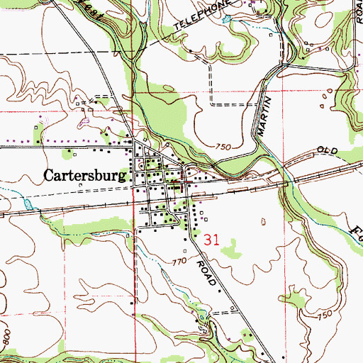 Topographic Map of Cartersburg, IN