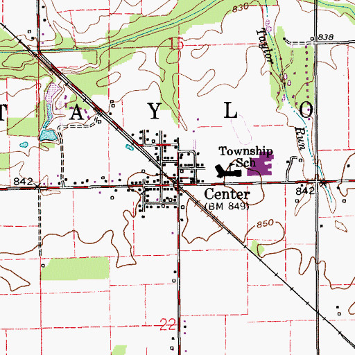 Topographic Map of Center, IN