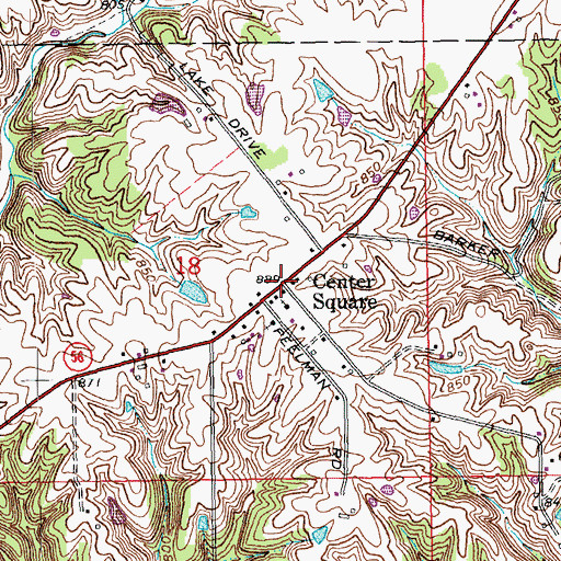 Topographic Map of Center Square, IN