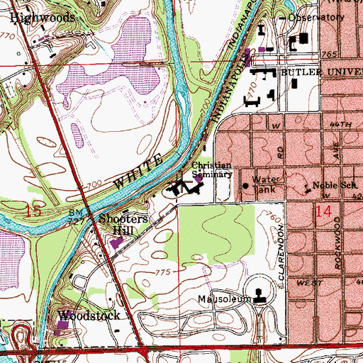 Topographic Map of Christian Theological Seminary, IN