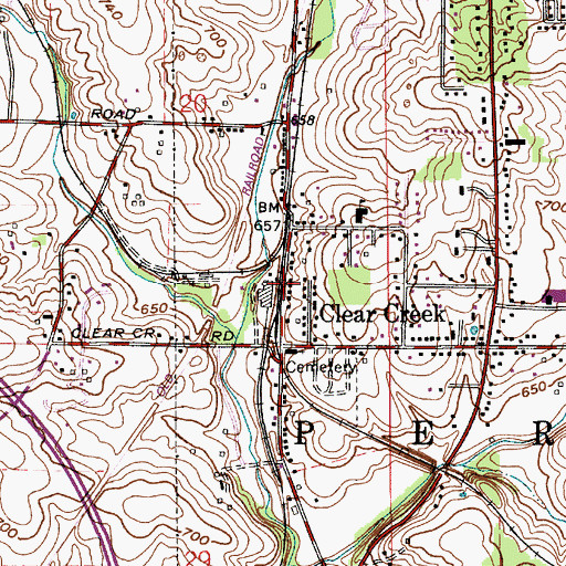 Topographic Map of Clear Creek, IN
