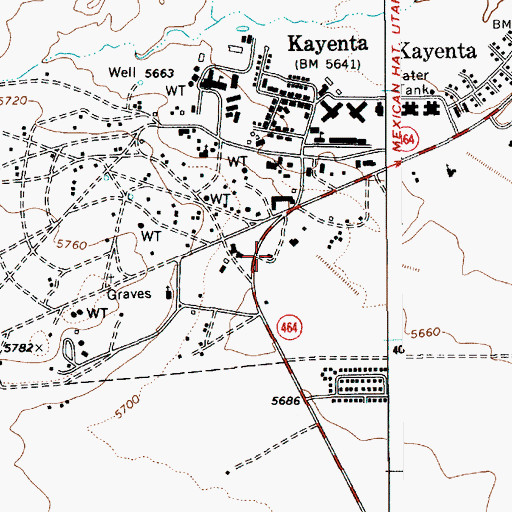 Topographic Map of Kayenta Post Office, AZ